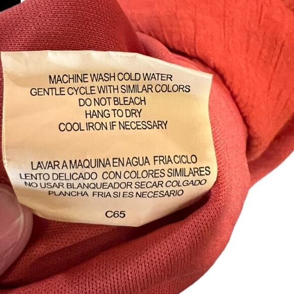 Luxology Size L Sleeveless Asymmetrical Hem Dress Orange Buttons Elastic Waist - Picture 10 of 15